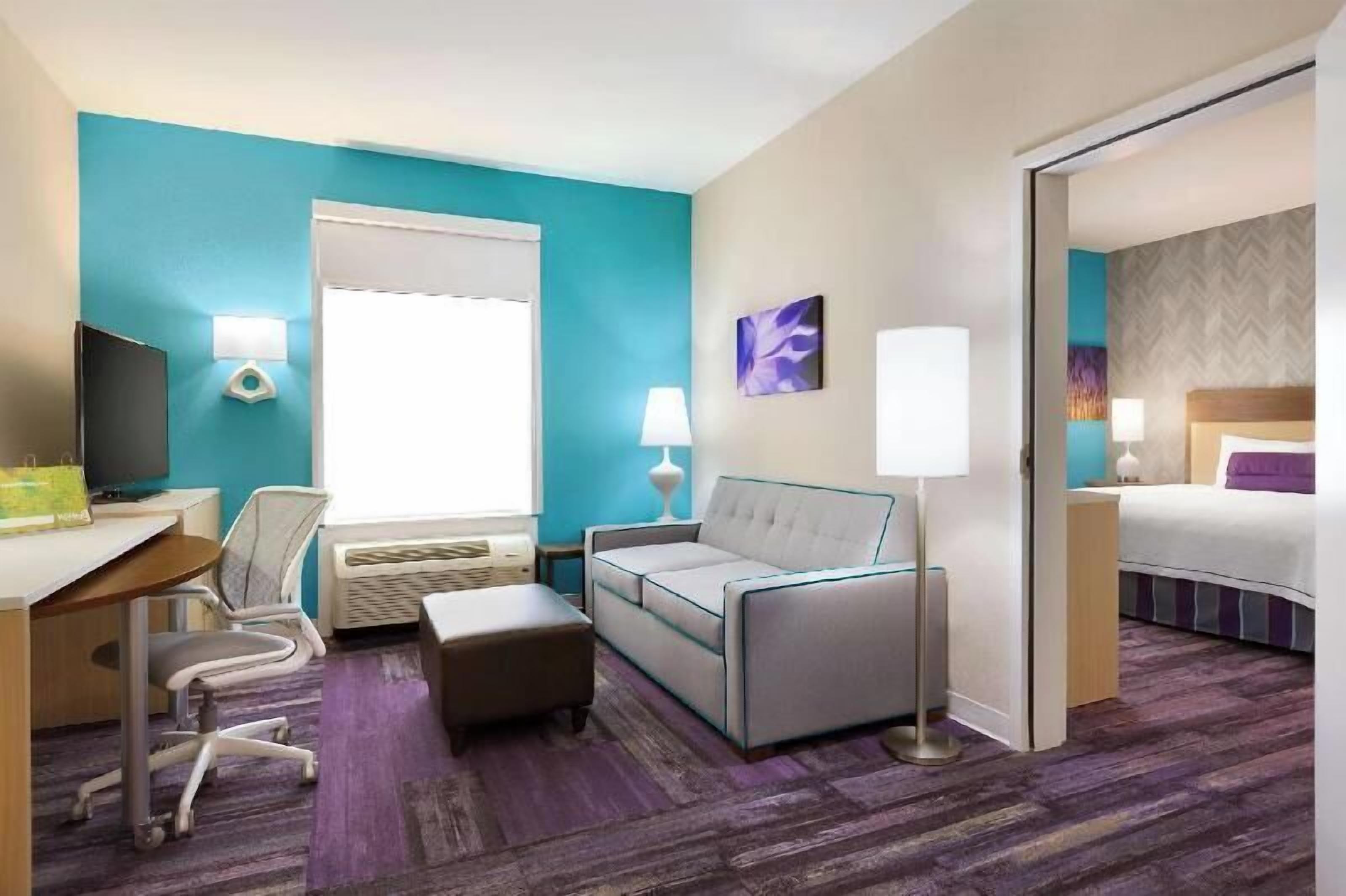 Premium bedding, desk, blackout drapes, iron/ironing board
