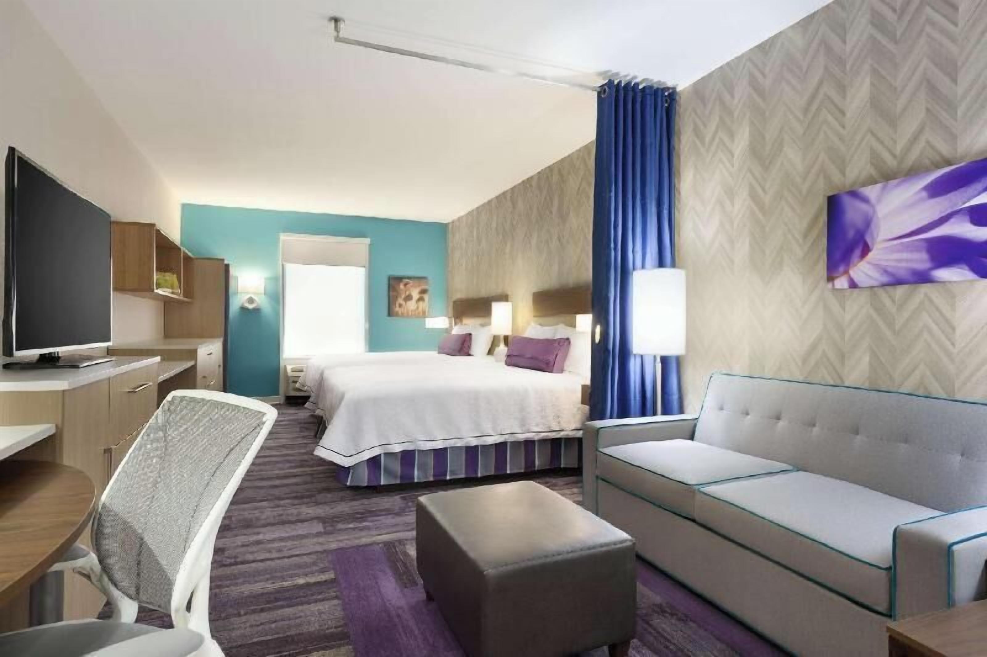 Premium bedding, desk, blackout drapes, iron/ironing board