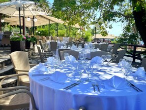 Outdoor banquet area