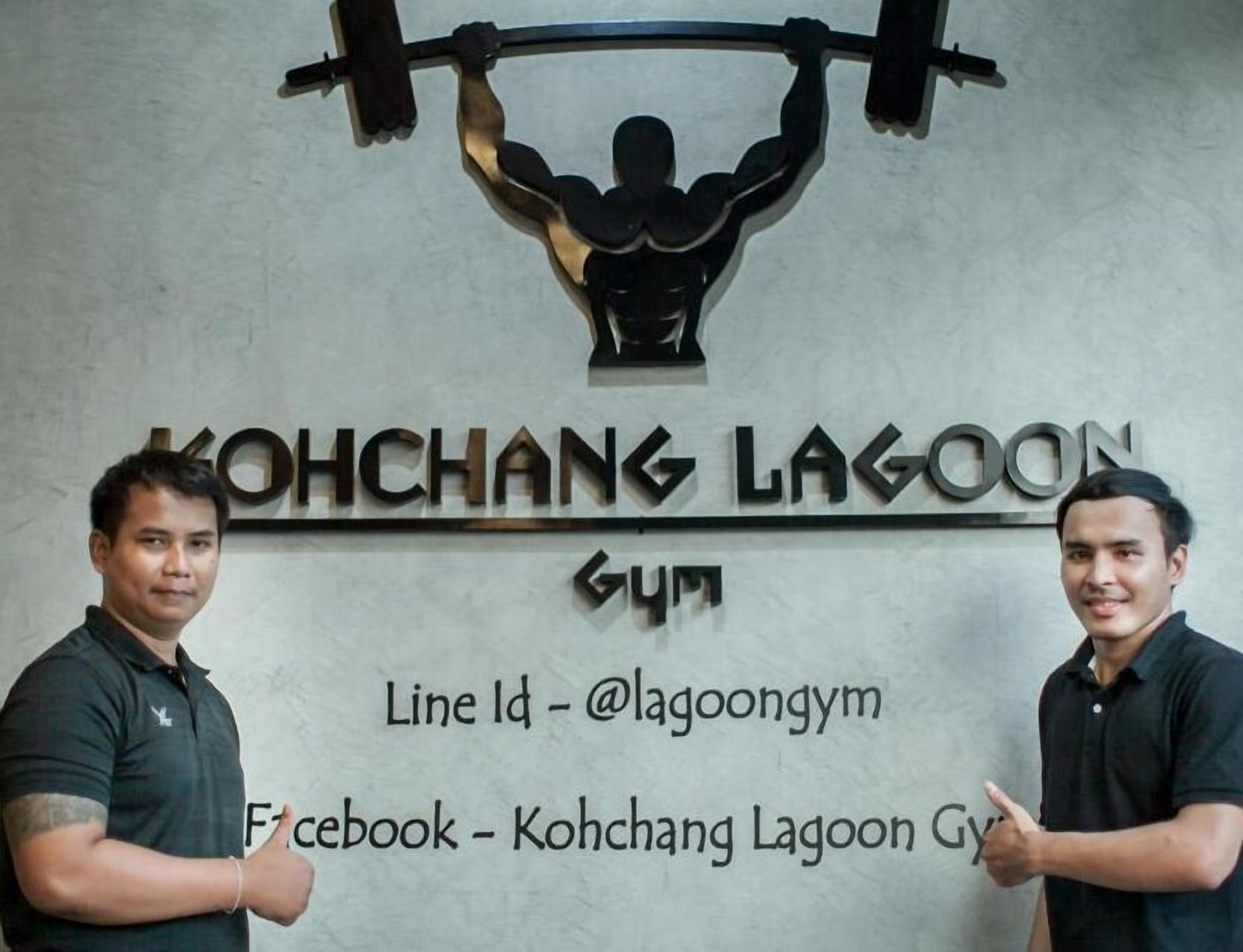 A gym sign with the name 'Kohchang Lagoon Gym' and social media handles.