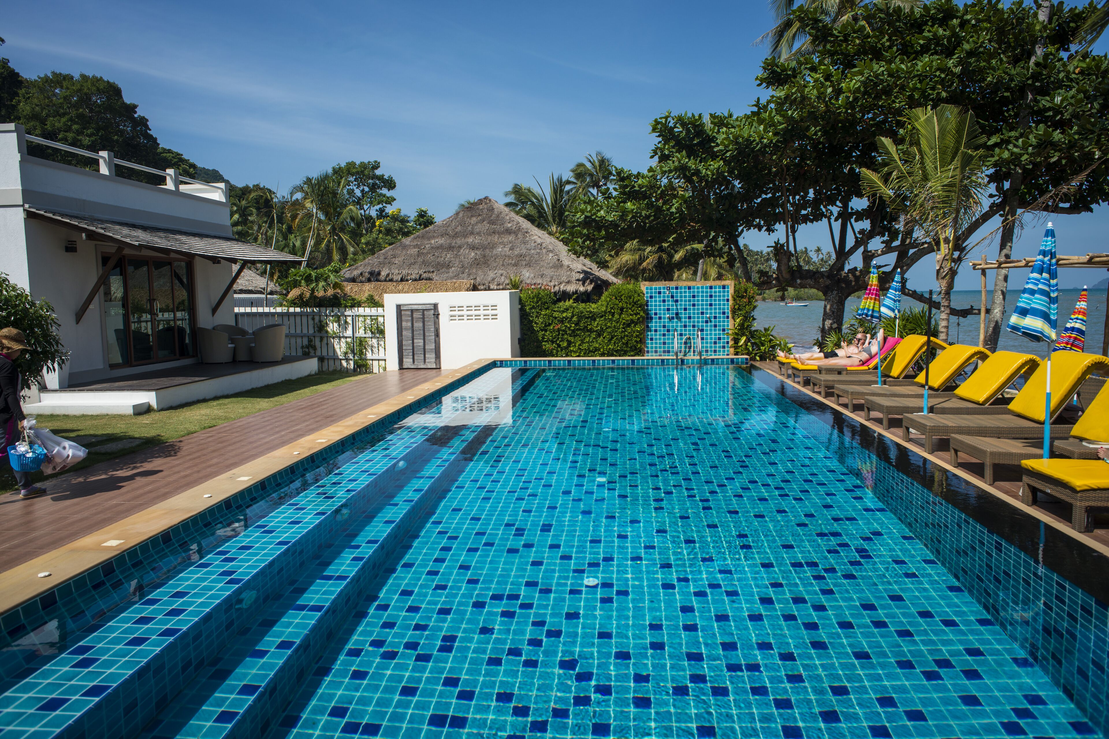 Outdoor pool, sun loungers