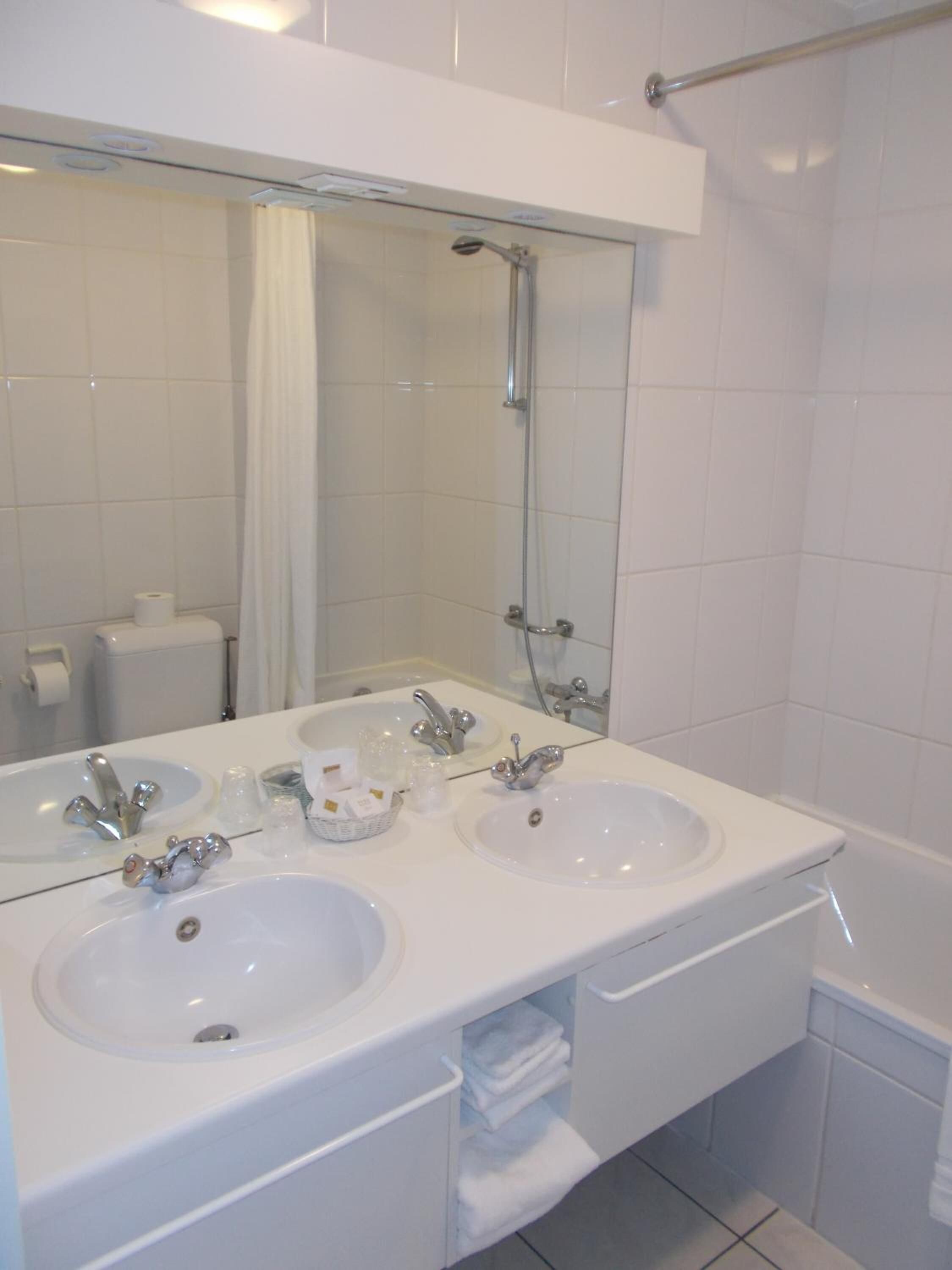 free toiletries, hair dryer, towels