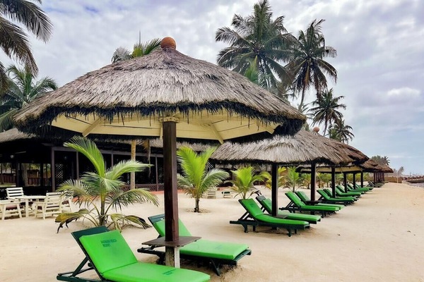 Private beach, white sand, sun loungers, beach umbrellas