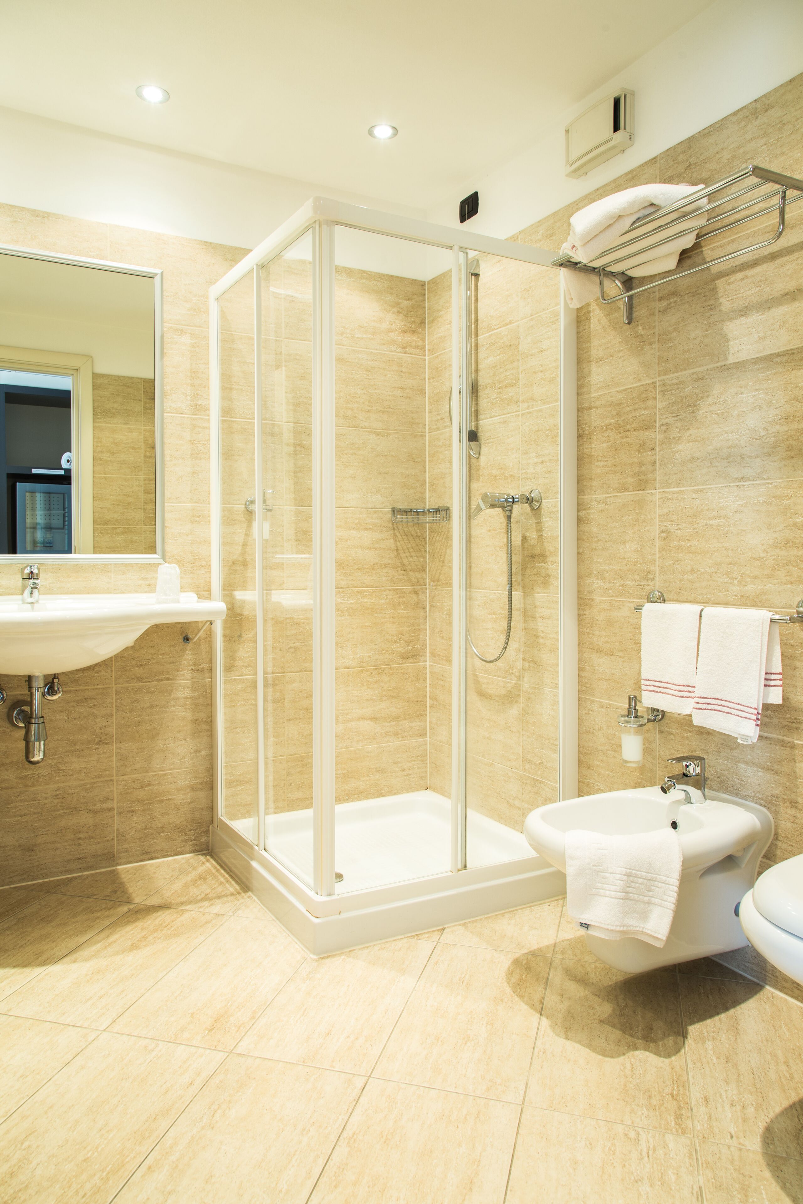 shower, free toiletries, hair dryer, bidet