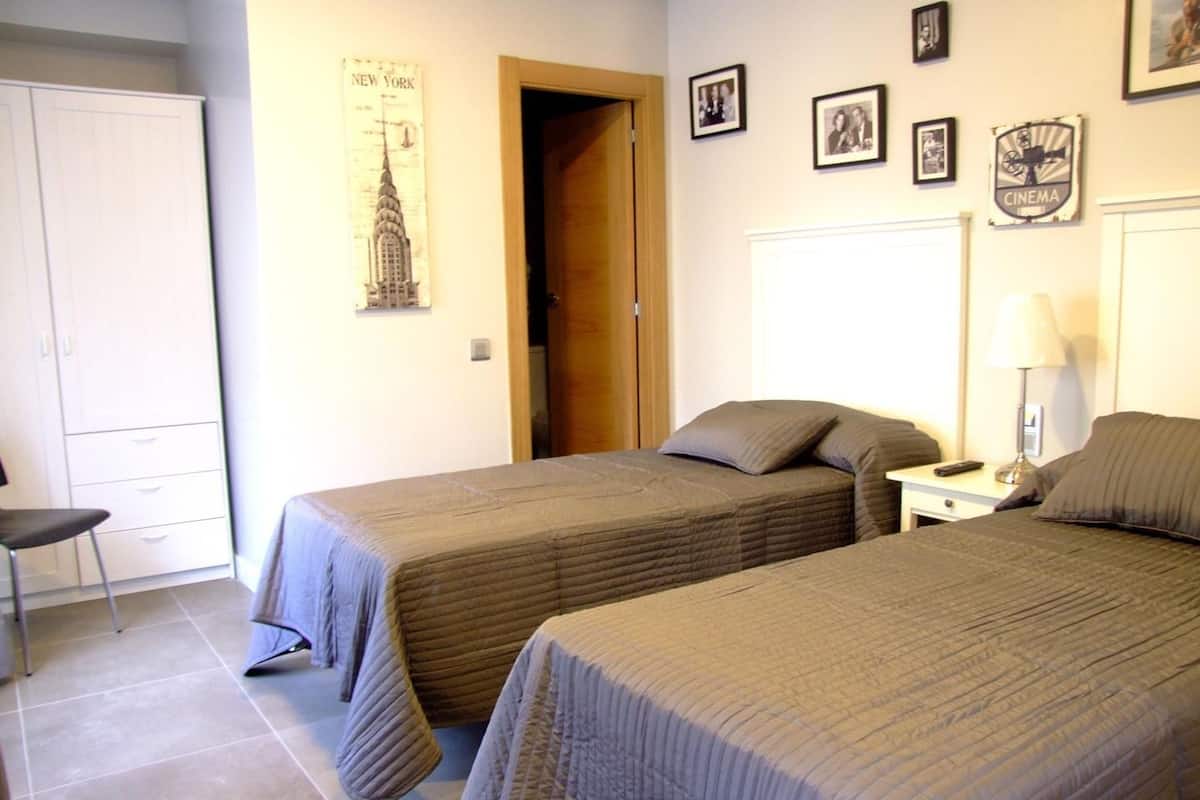 Desk, blackout curtains, free WiFi