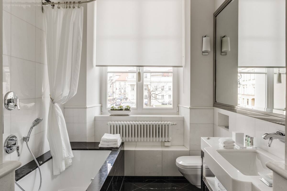 apartment | bathroom | designer toiletries, hair dryer, bathrobes, slippers