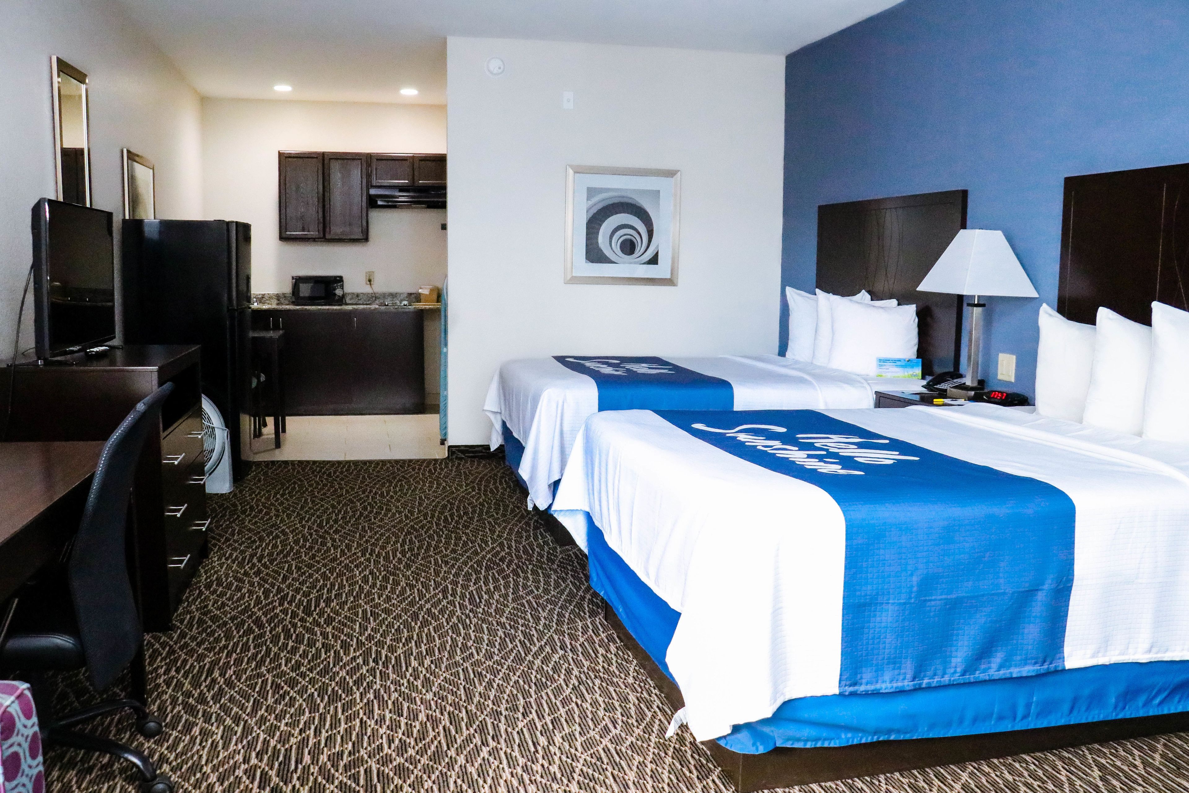 efficiency, room, 2 queen beds, non smoking | desk, iron/ironing board, free wifi, bed sheets