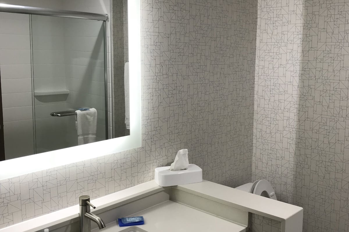 free toiletries, hair dryer, towels