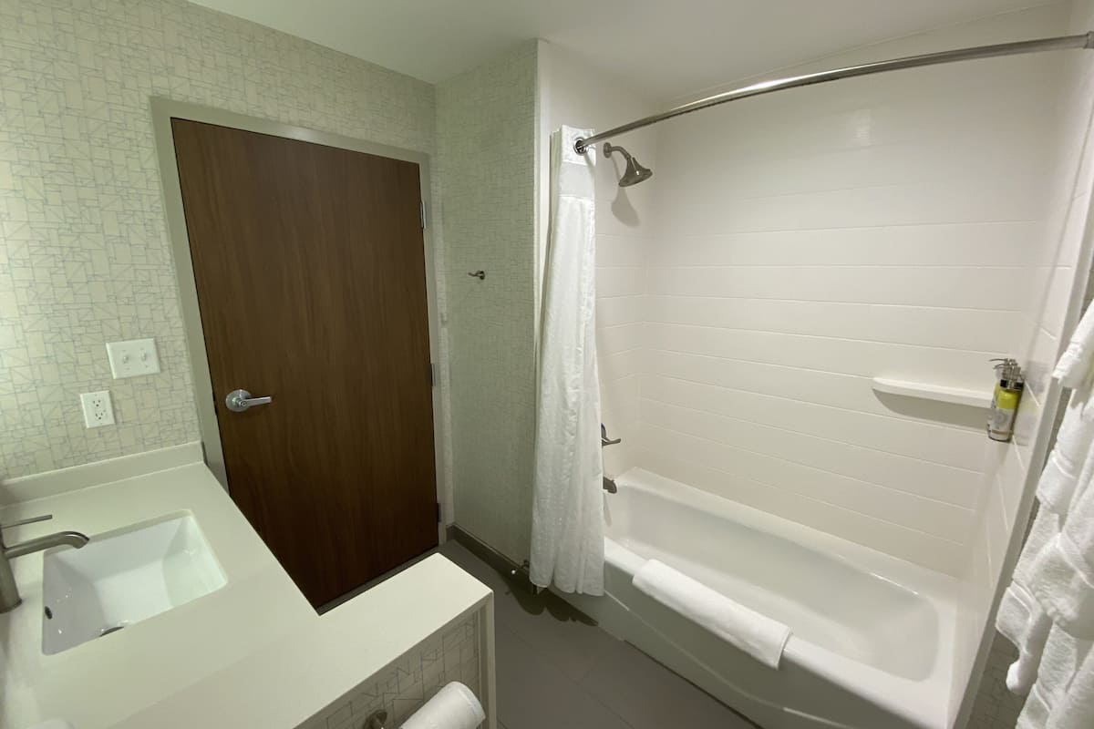 free toiletries, hair dryer, towels