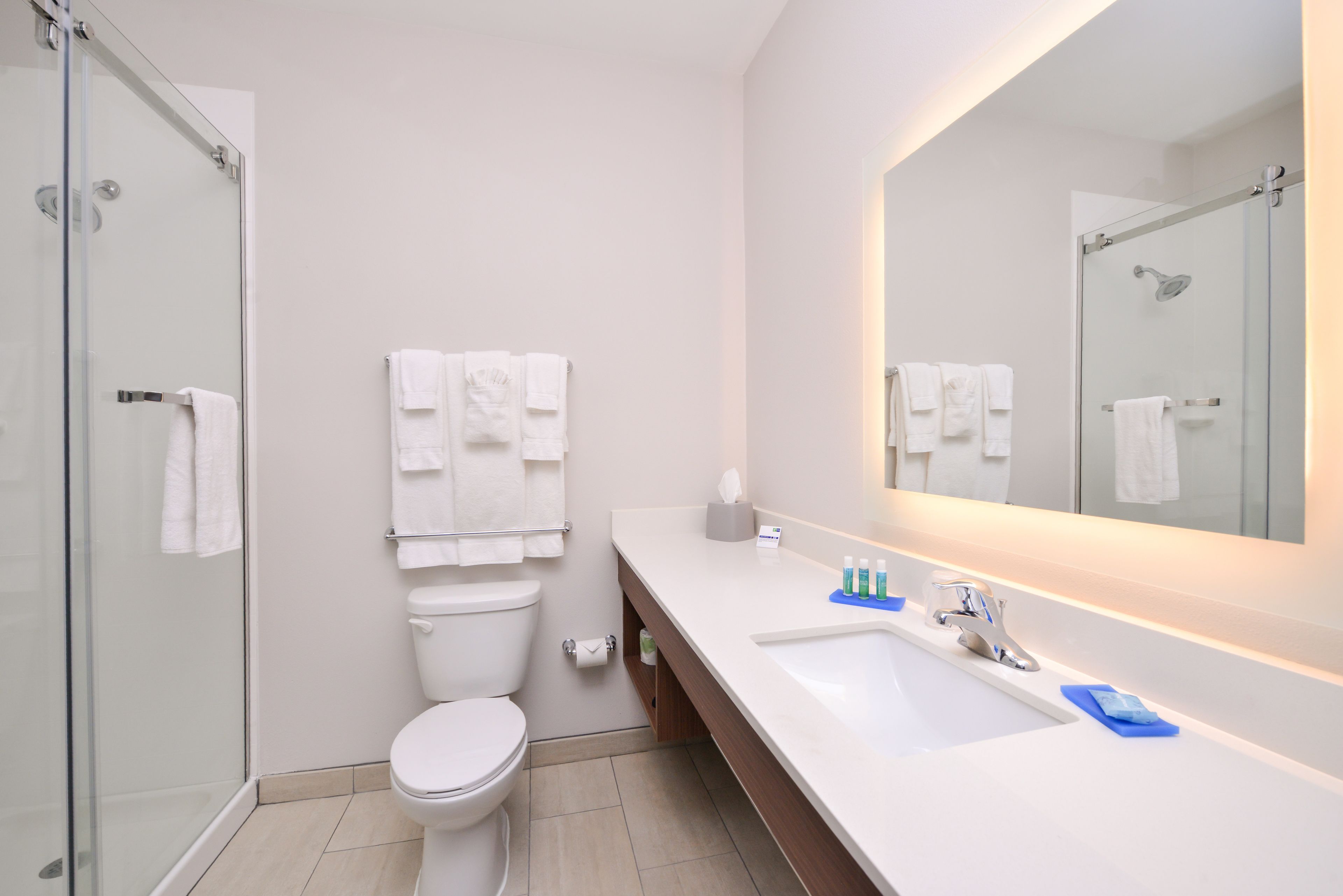 free toiletries, hair dryer, towels