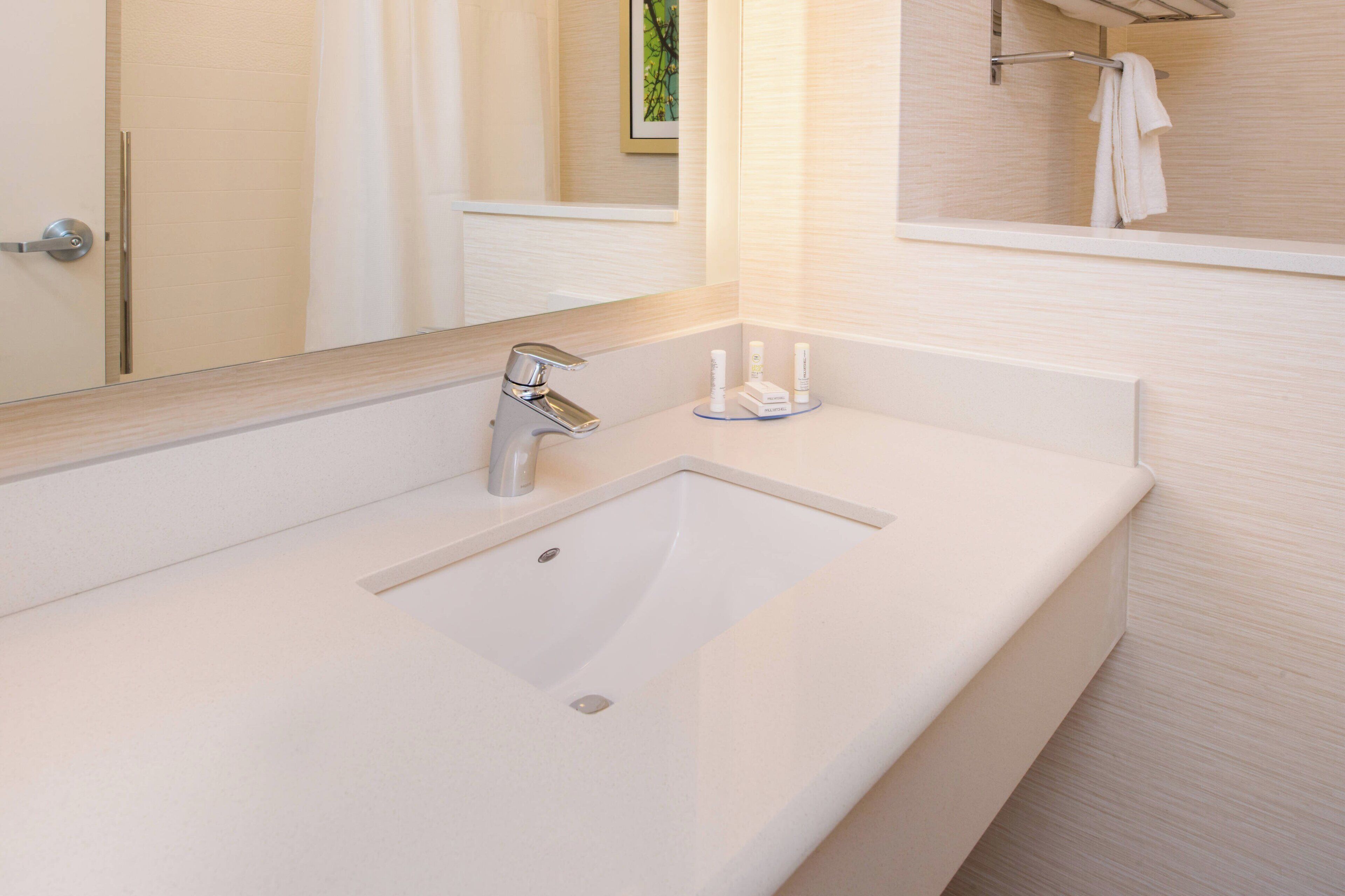 free toiletries, hair dryer, towels