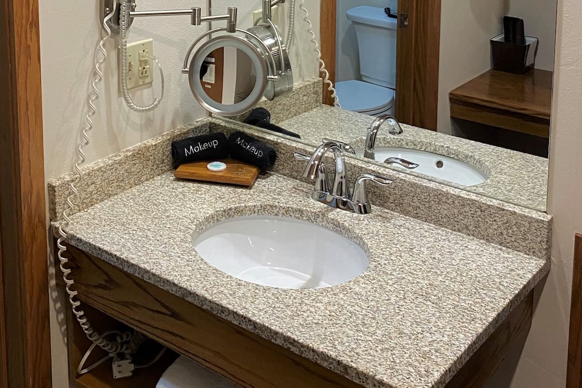 combined shower/bathtub, free toiletries, hair dryer, towels