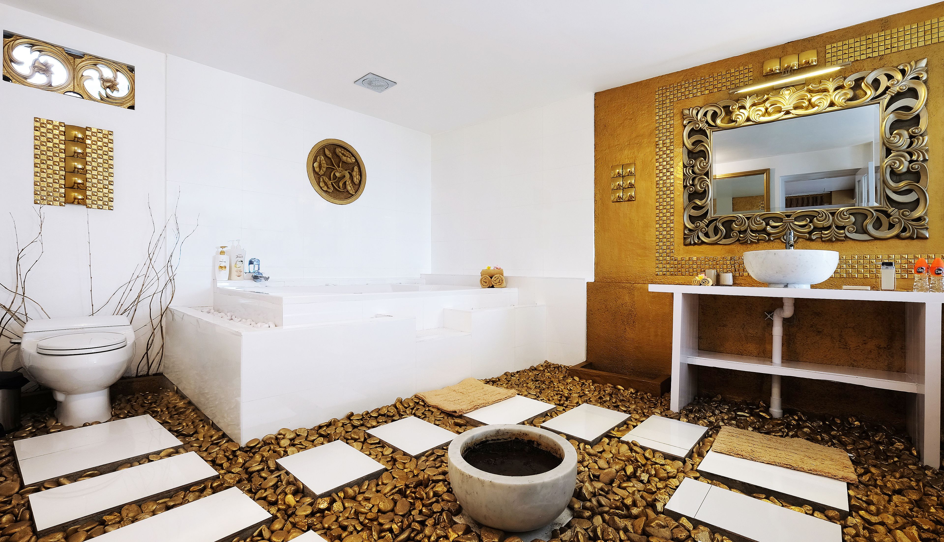 deluxe room | bathroom | shower, free toiletries, hair dryer, dressing gowns