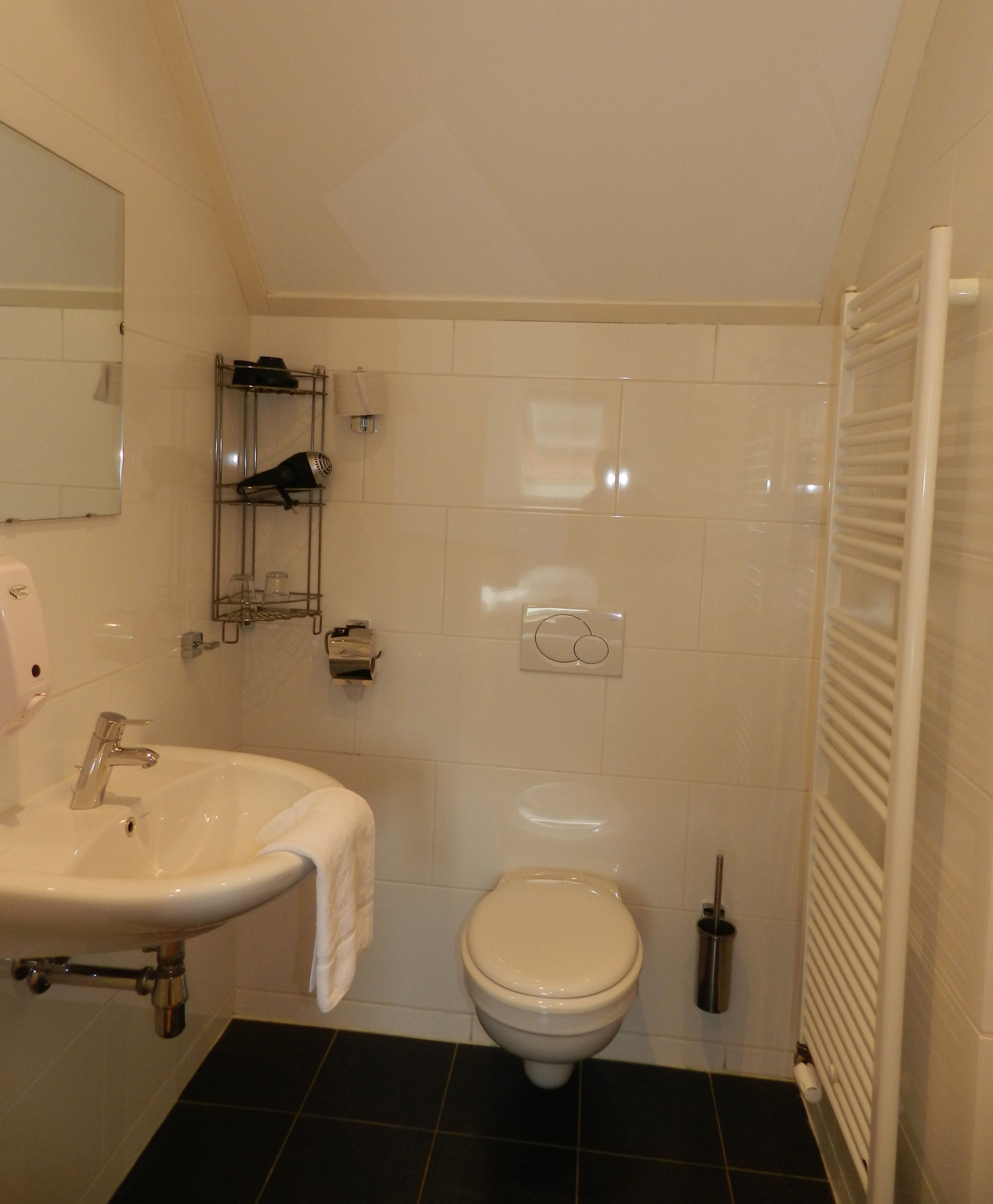 basic double room, 2 single beds (1st floor) | bathroom | shower, free toiletries, hair dryer, towels