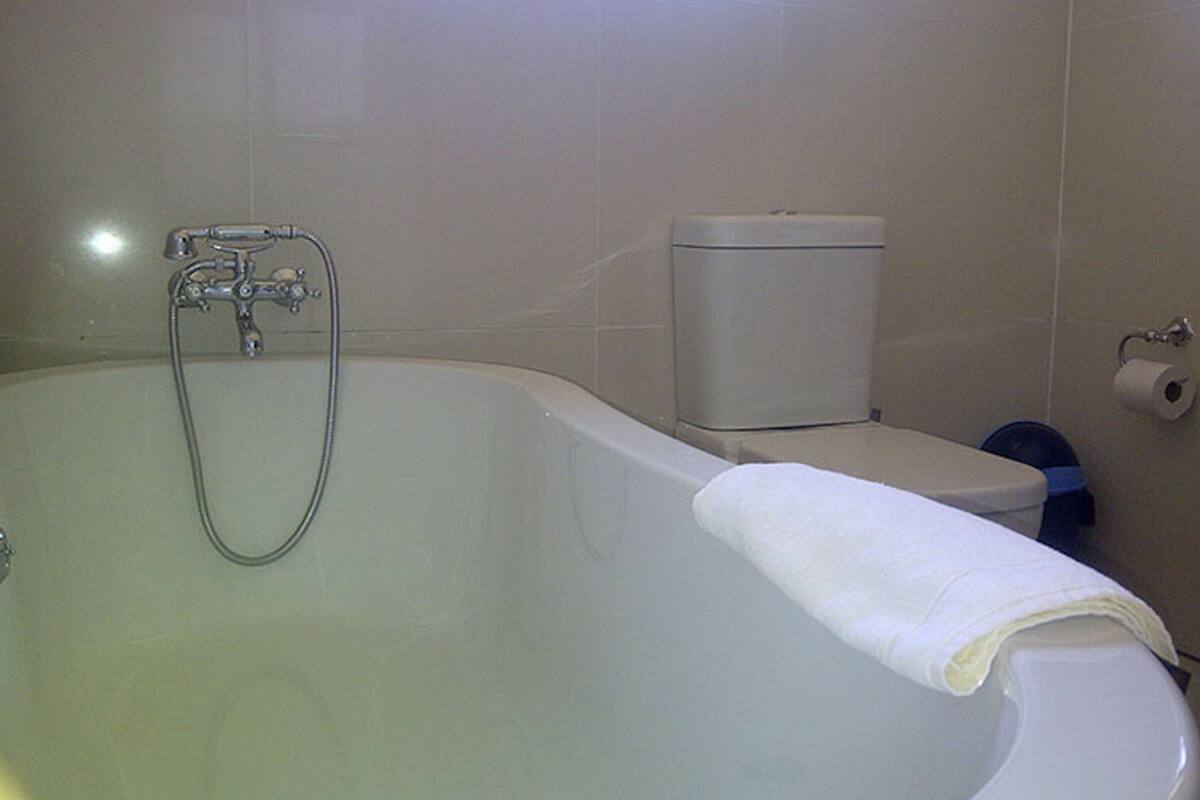 Shower, free toiletries, towels