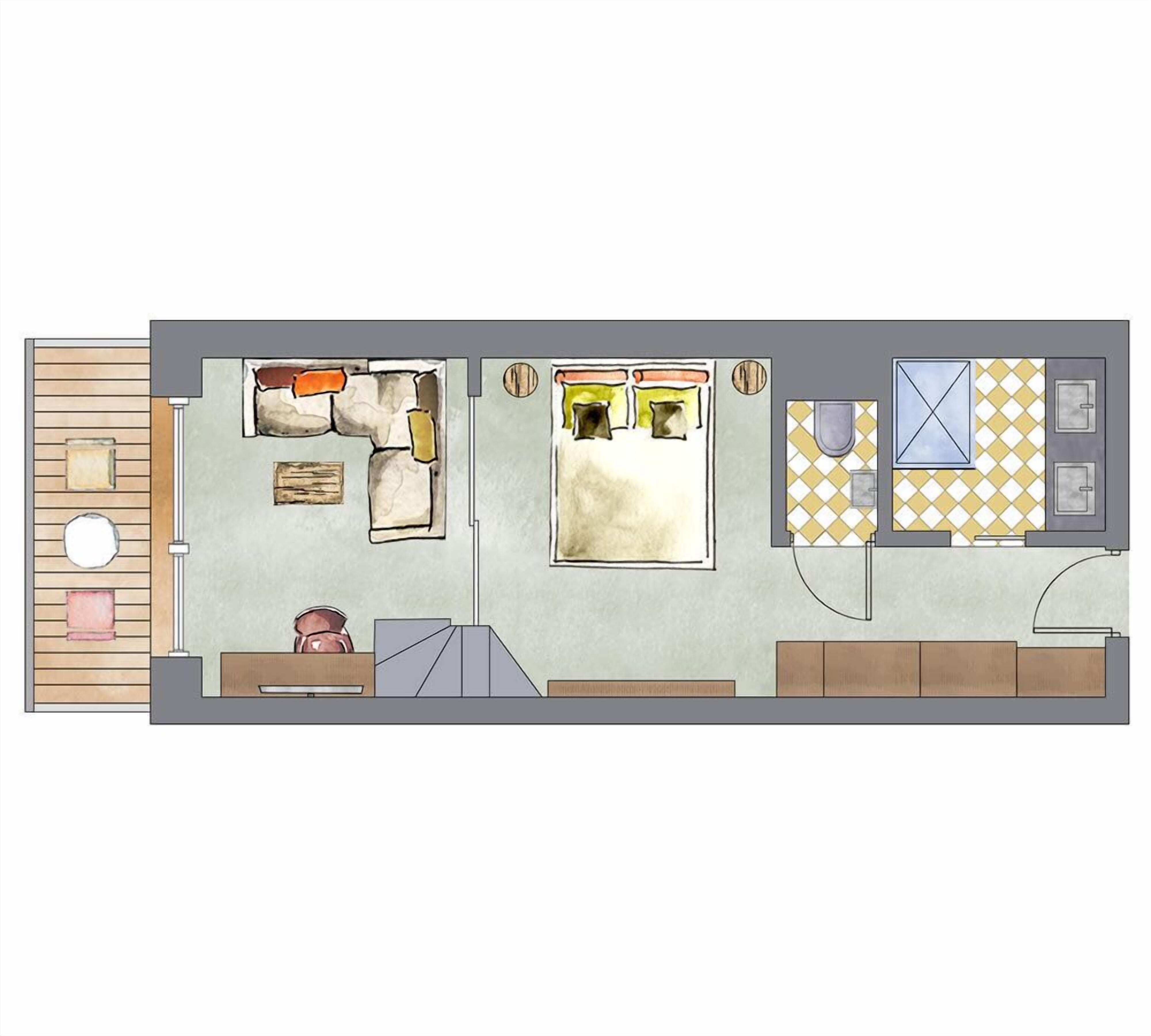 family room | 1 bedroom, premium bedding, minibar, in-room safe