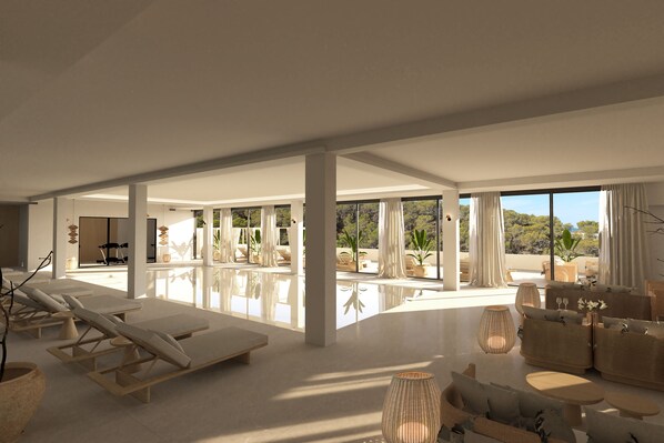 Indoor pool, outdoor pool, pool loungers - BESAI IBIZA BOUTIQUE HOTEL (Sant Josep de sa Talaia)