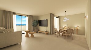 Panoramic Suite, Sea View | Living area | Flat-screen TV - BESAI IBIZA BOUTIQUE HOTEL (Sant Josep de sa Talaia)