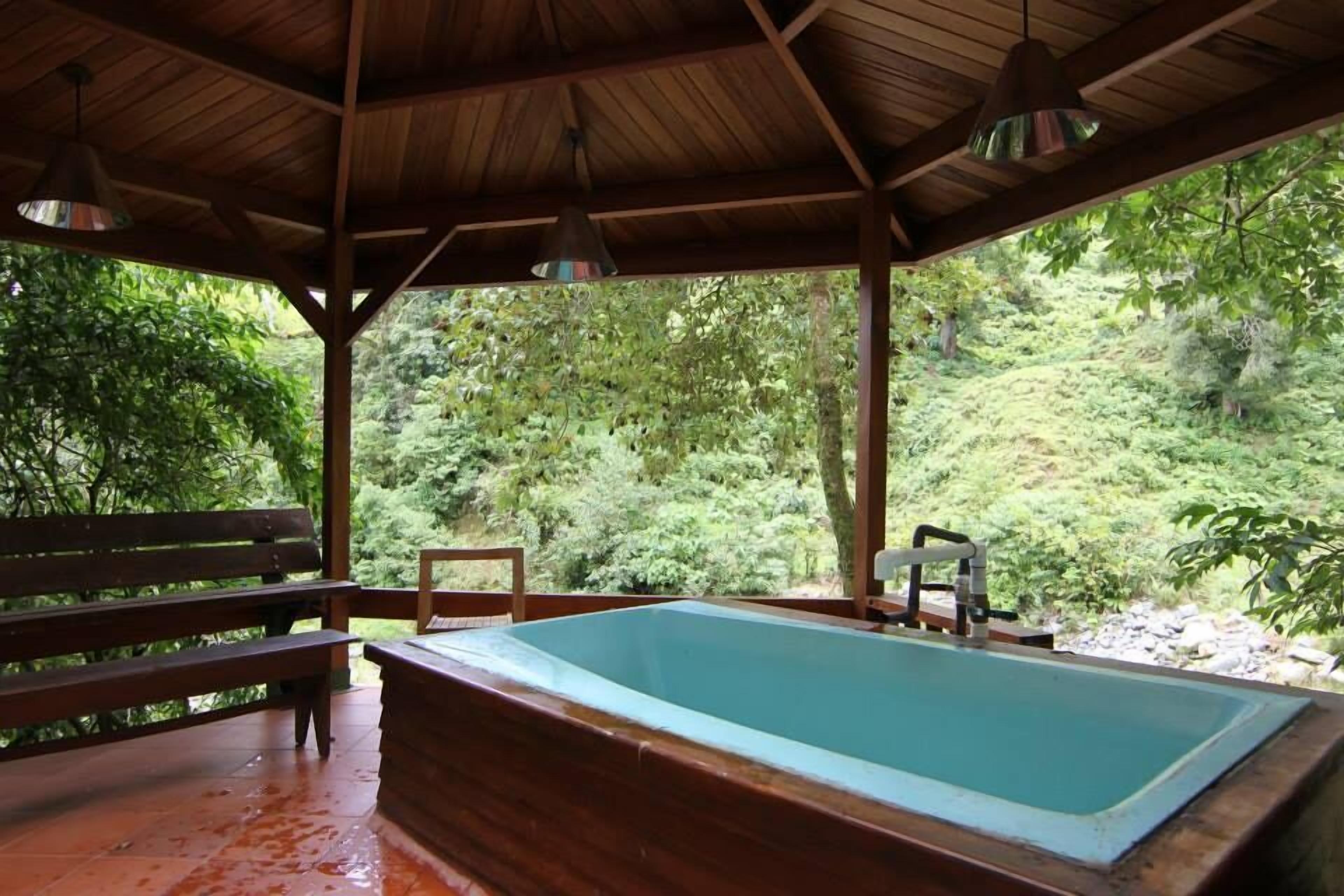 Sauna, hot tub, steam room, body treatments, mud baths, facials