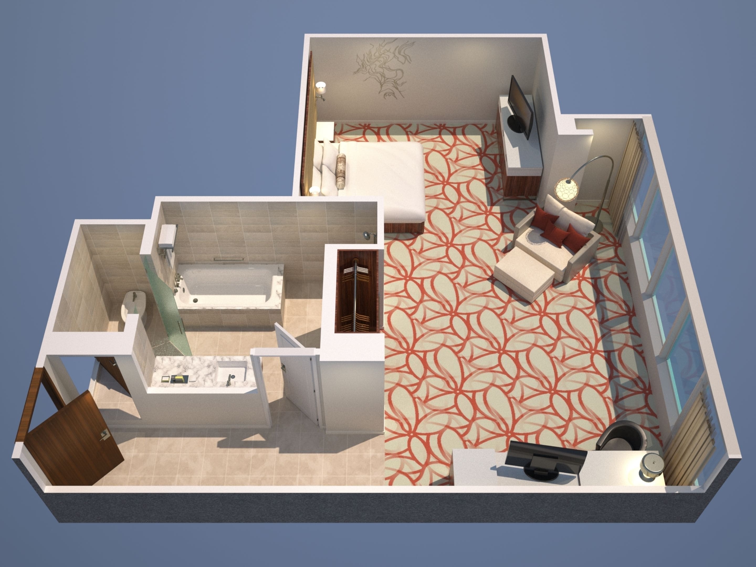 executive room, 1 king bed, smoking | floor plan