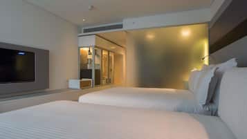 Deluxe-Zimmer, 2 Doppelbetten (Executive, High Floor) | Hochwertige Bettwaren, Pillowtop-Betten, Minibar, Zimmersafe