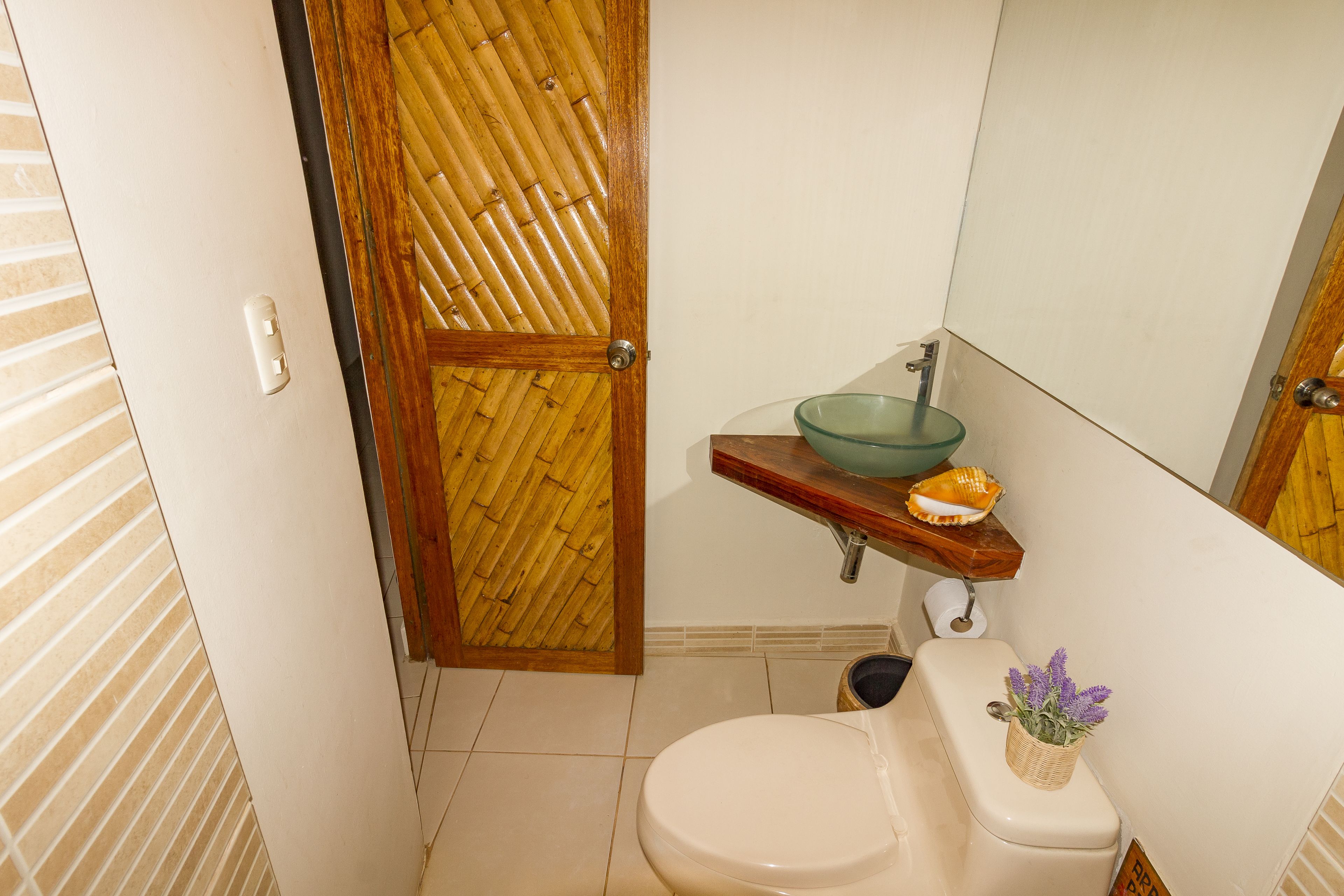double room, 1 king bed, terrace, beach view | bathroom | shower, towels