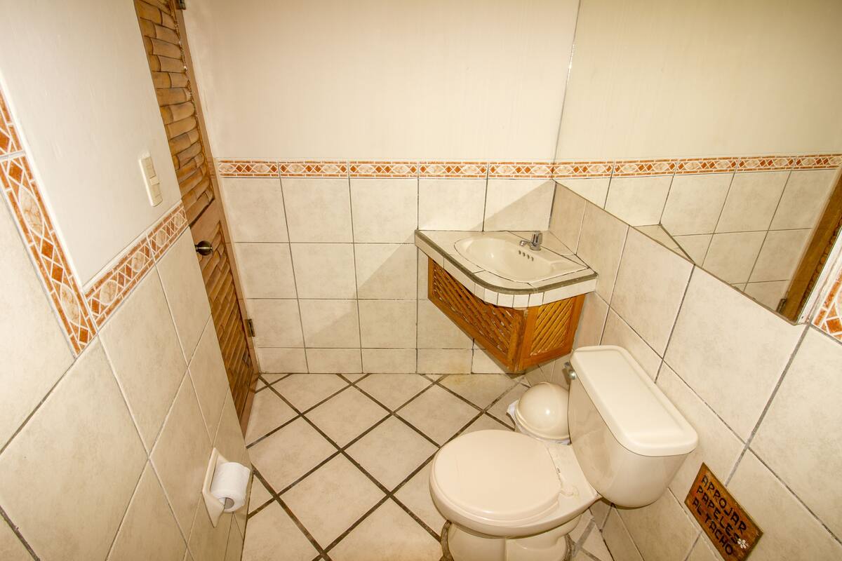 basic double room, 1 double bed, garden view | bathroom | shower, towels