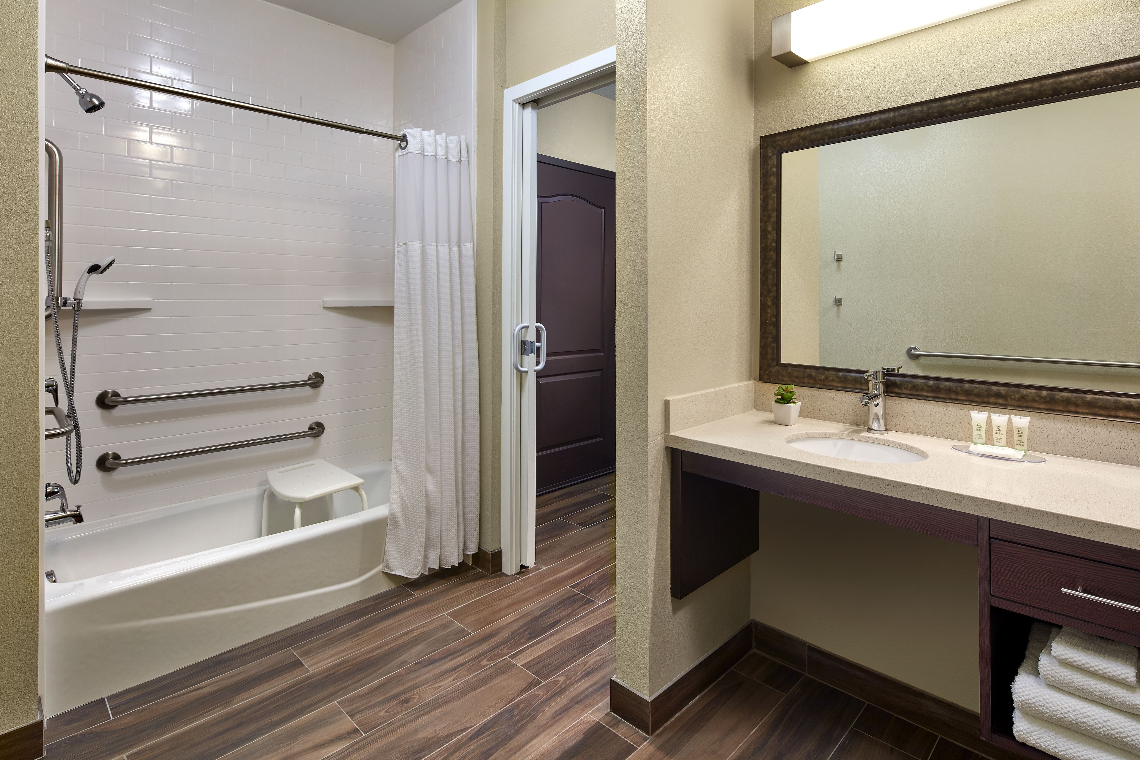 suite, 2 queen beds, accessible (mobility, accessible tub) | bathroom | free toiletries, hair dryer, towels, soap
