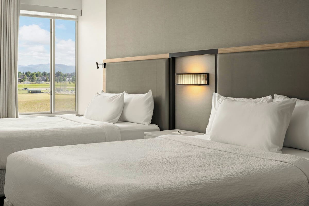1 bedroom, desk, blackout curtains, iron/ironing board