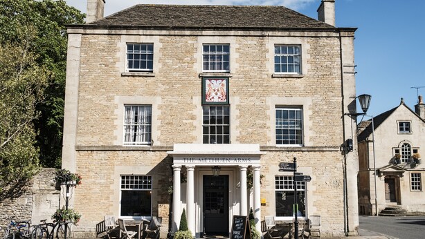 A stone building with a sign reading "The Methuen Arms." - Methuen Arms (Corsham)