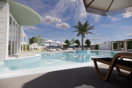 Una piscina al aire libre