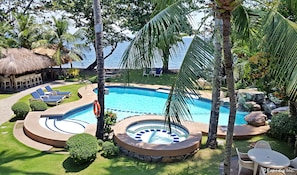 Outdoor pool, sun loungers
