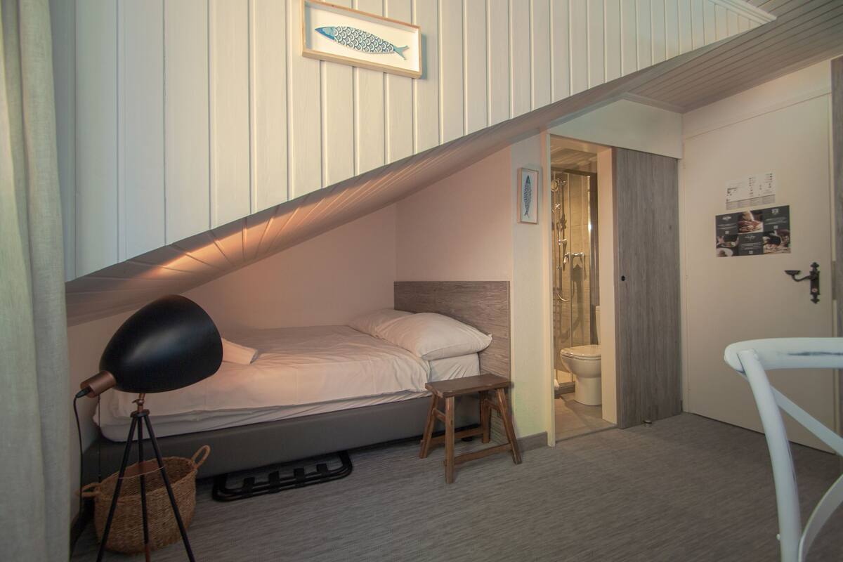 エコノミー ダブルルーム (with a mansard roof) | セーフティボックス (室内)、デスク、WiFi (無料)、客室ごとに異なる装飾