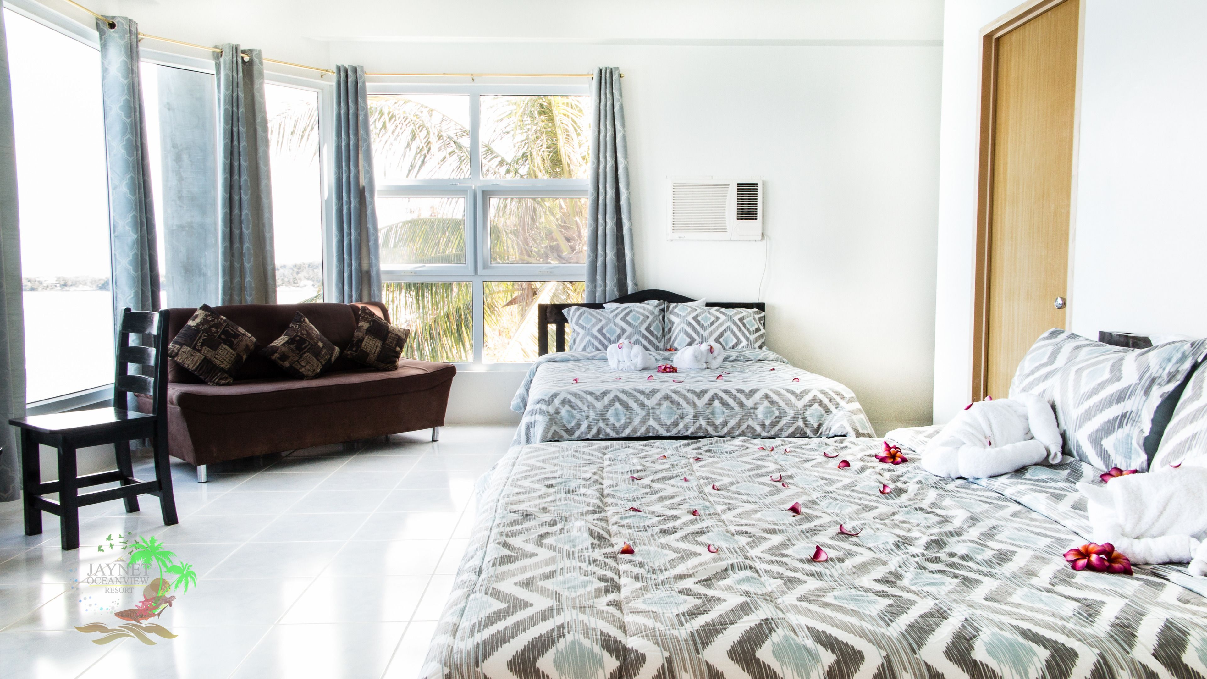 family room, 2 queen beds, ocean view | egyptian cotton sheets, premium bedding, desk, laptop workspace