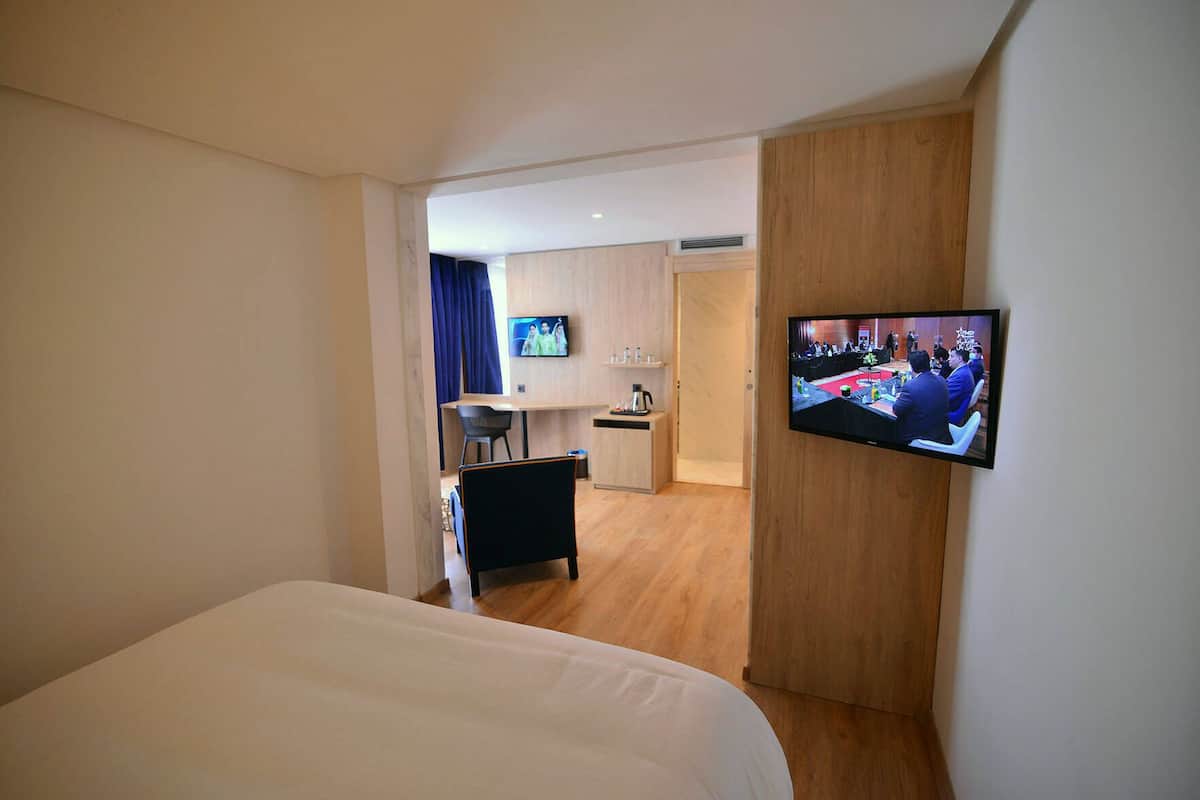 Suíte superluxo | 1 quarto, roupas de cama premium, frigobar, cofres nos quartos