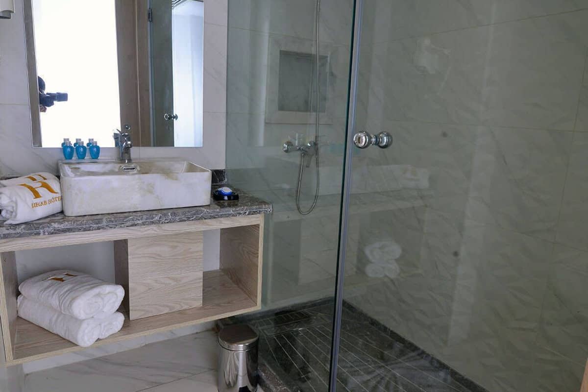 free toiletries, hair dryer, towels