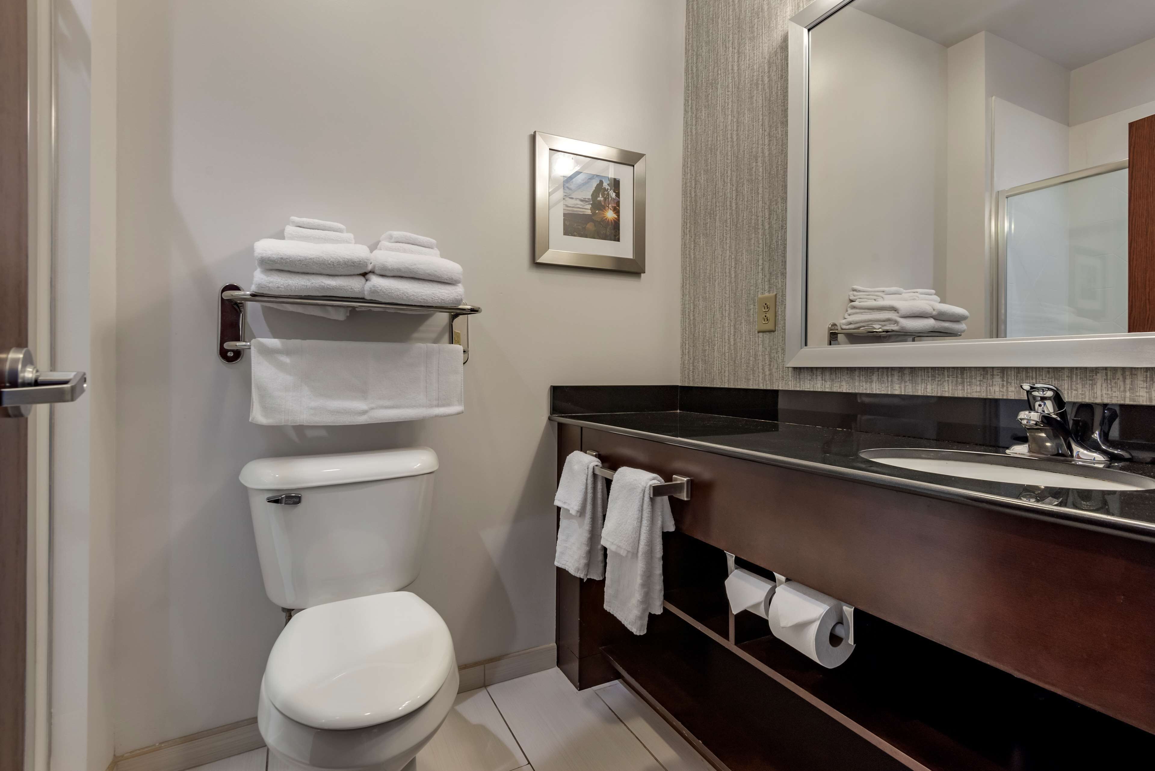 free toiletries, hair dryer, towels, soap