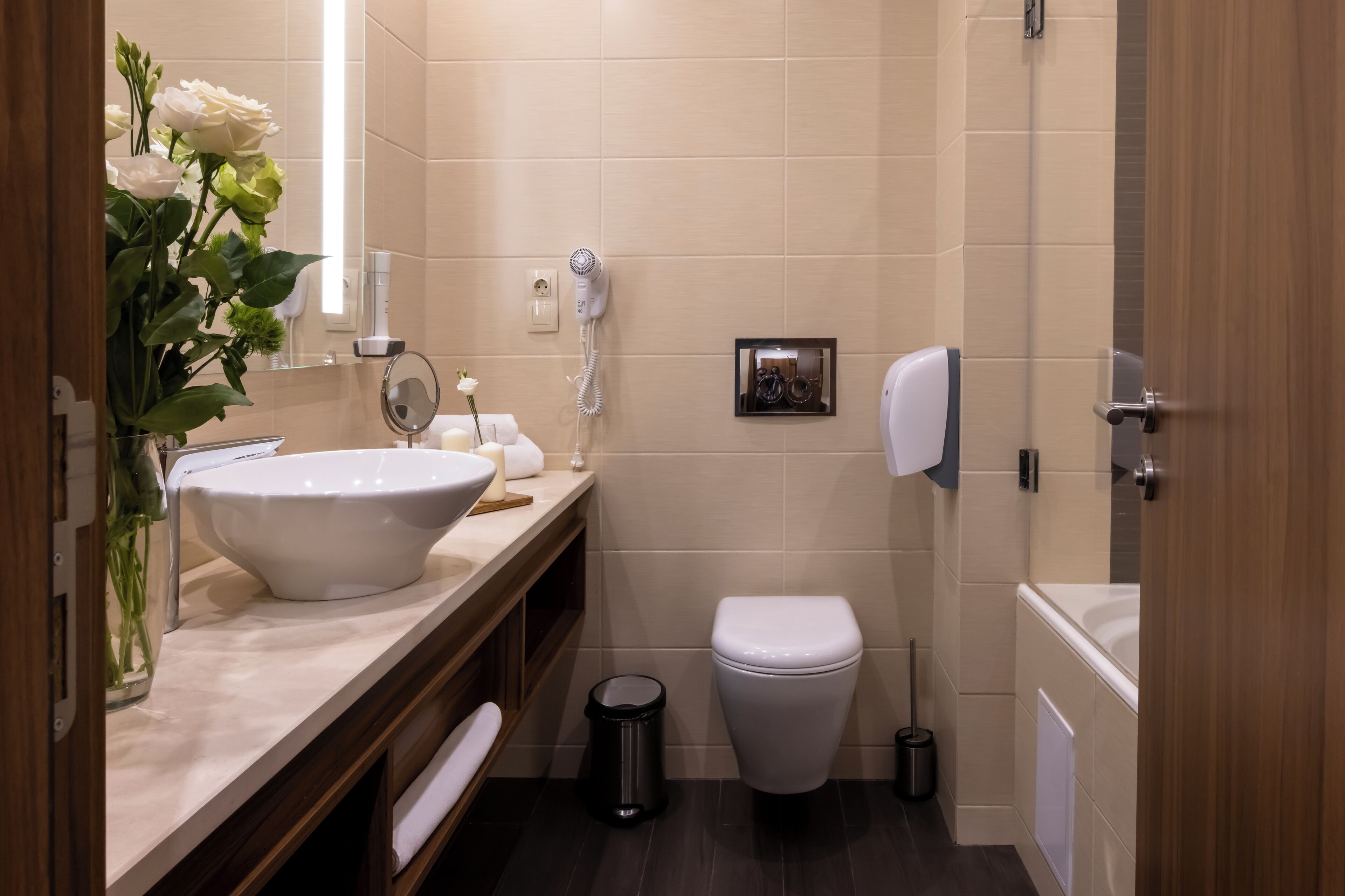 deluxe double room, 1 queen bed with sofa bed, non smoking | bathroom | free toiletries, hair dryer, towels, soap