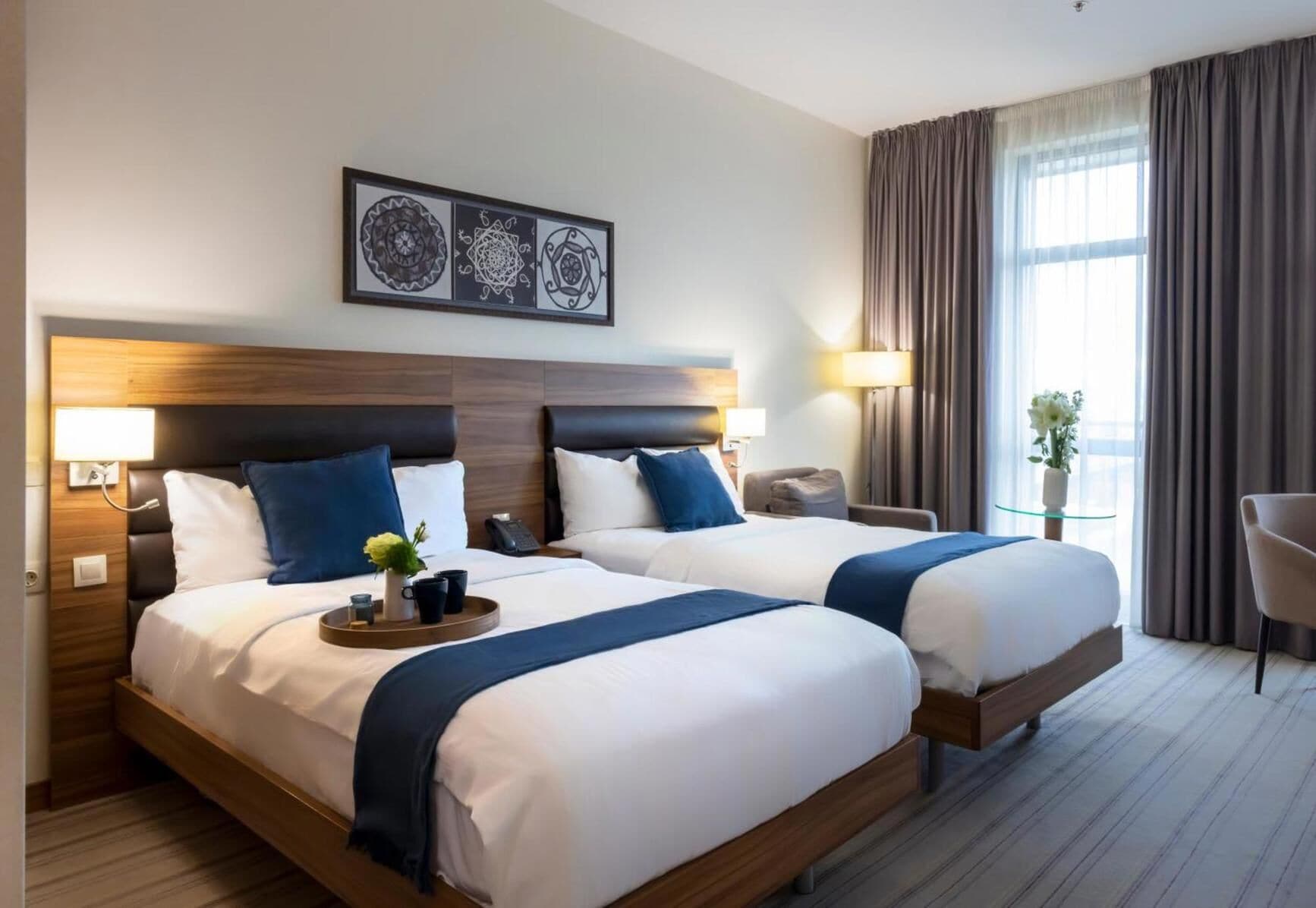 Ropa de cama de alta calidad, colchones viscoelásticos, minibar