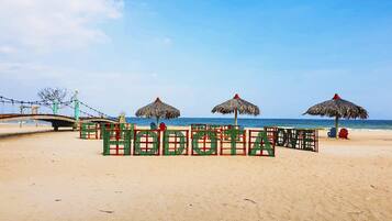 Private beach, free beach cabanas, sun loungers, water skiing