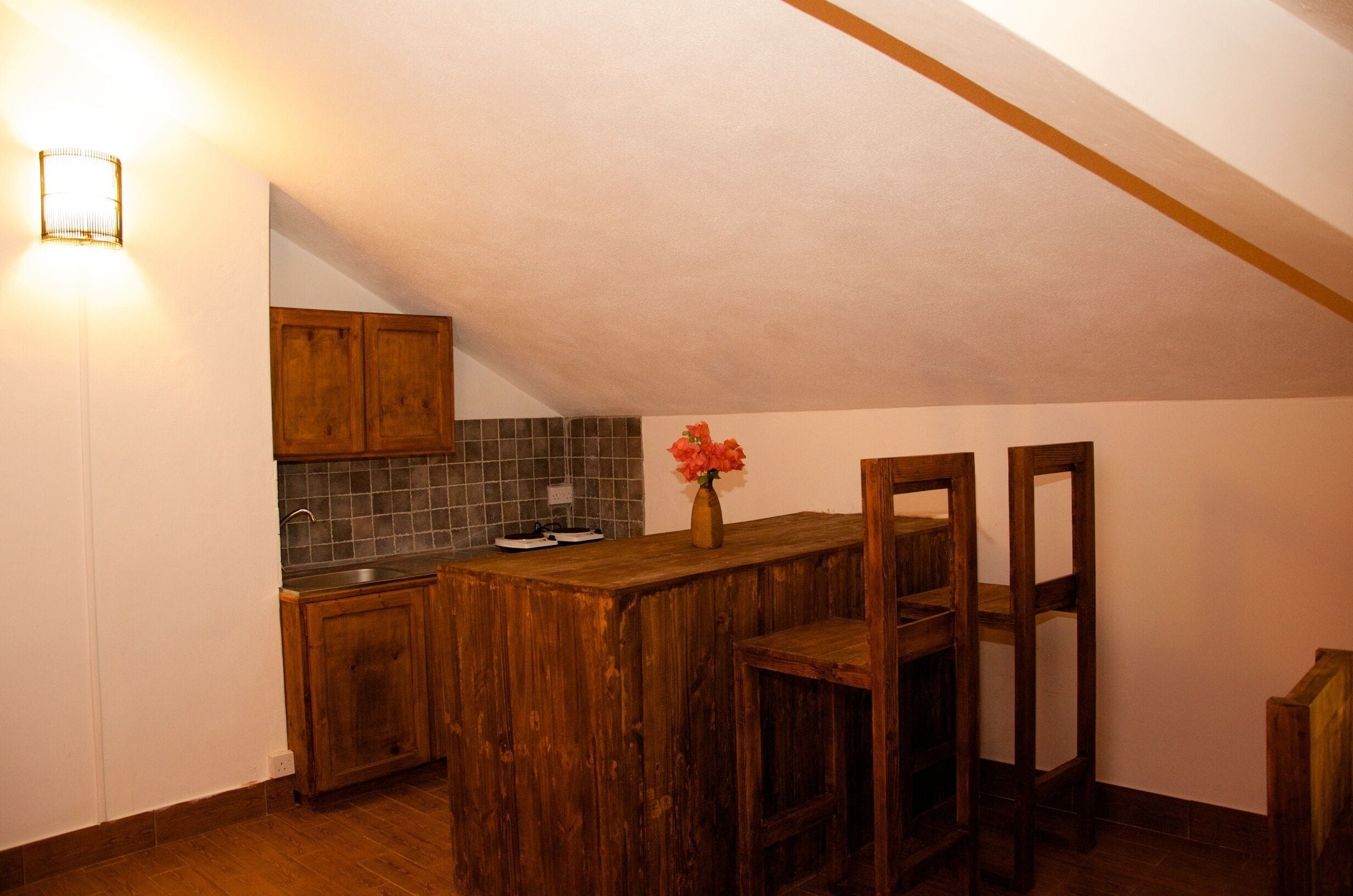 panoramic studio, 1 bedroom, kitchenette, pool view | private kitchenette | fridge, microwave, oven, stovetop