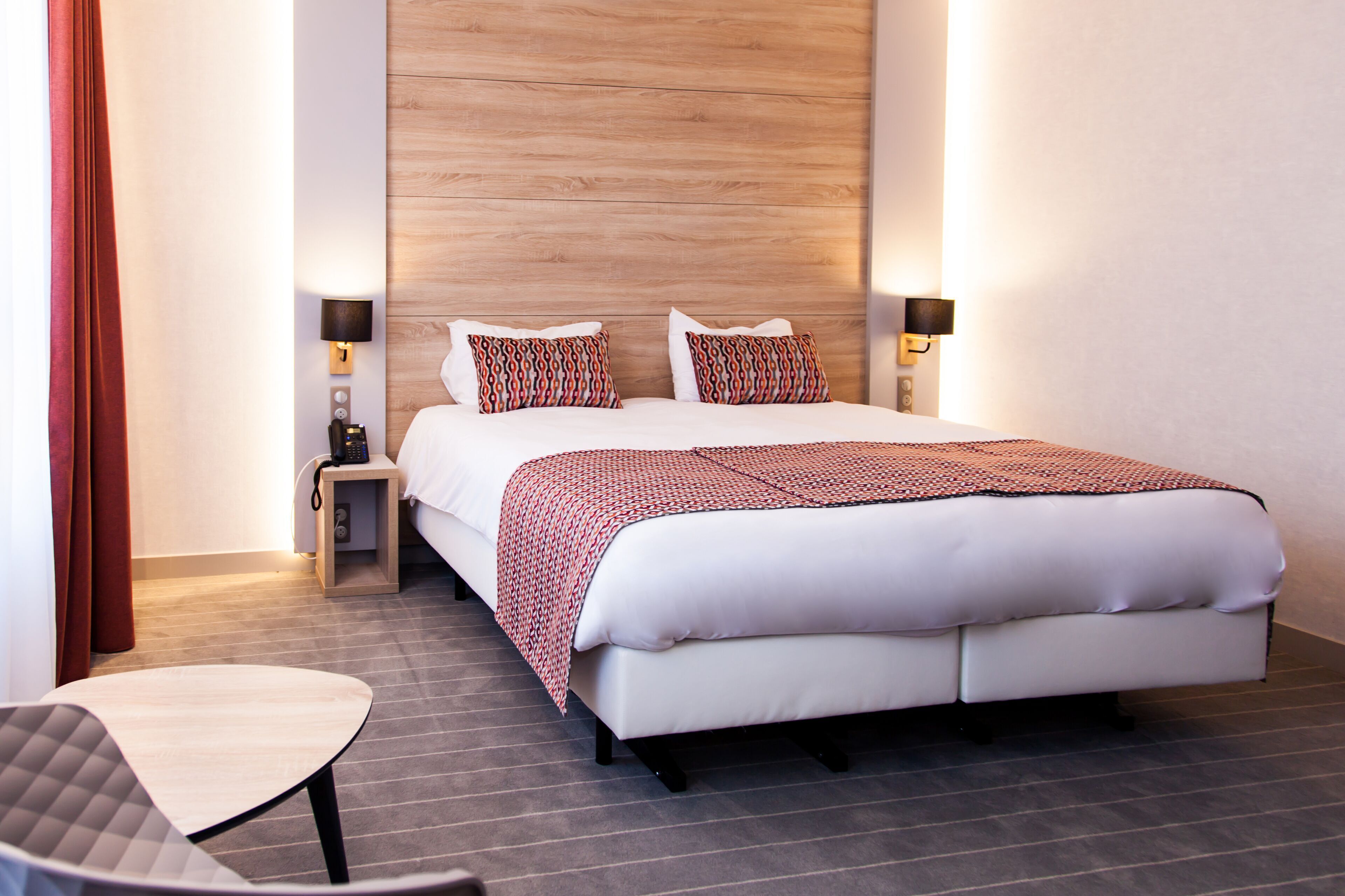 Premium bedding, memory foam beds, in-room safe, desk