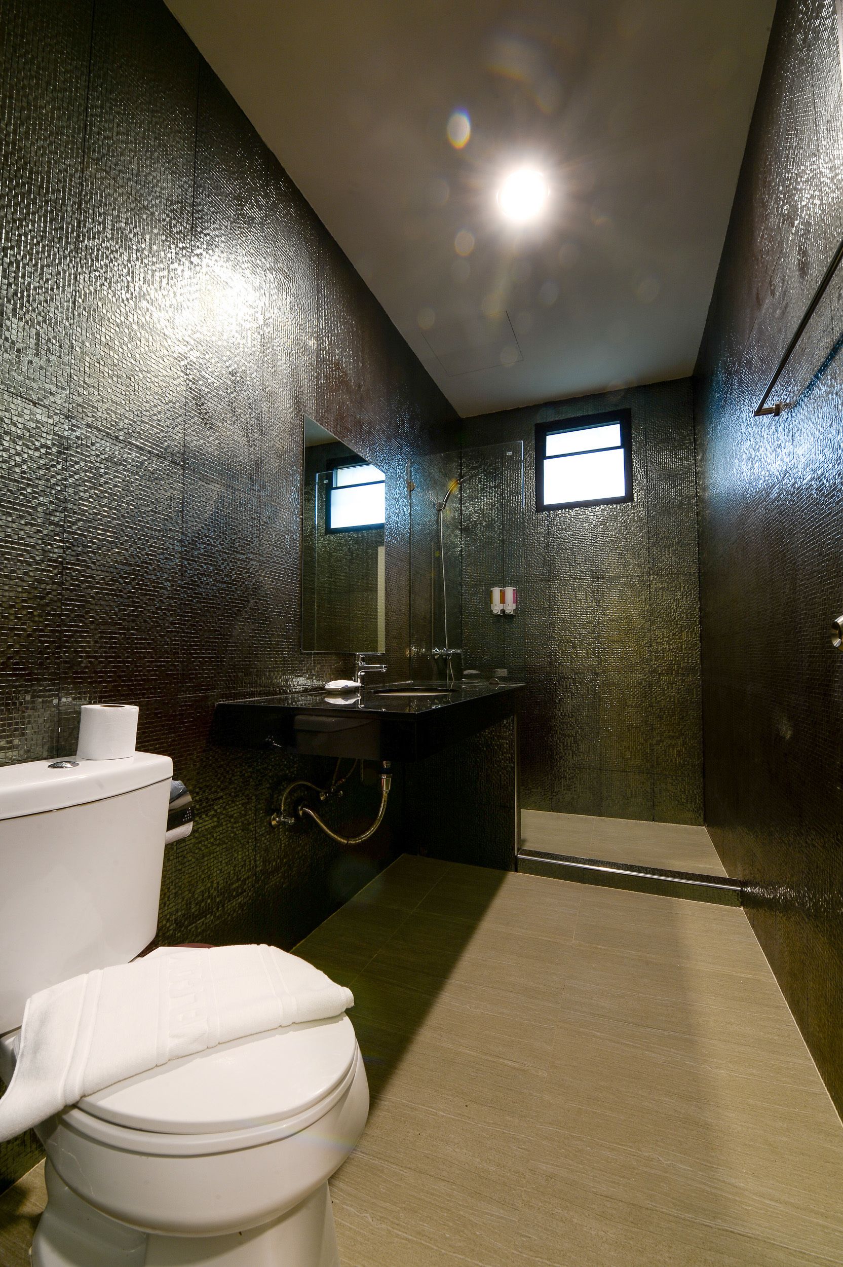 two bedroom  | bathroom | shower, rainfall showerhead, free toiletries, hair dryer