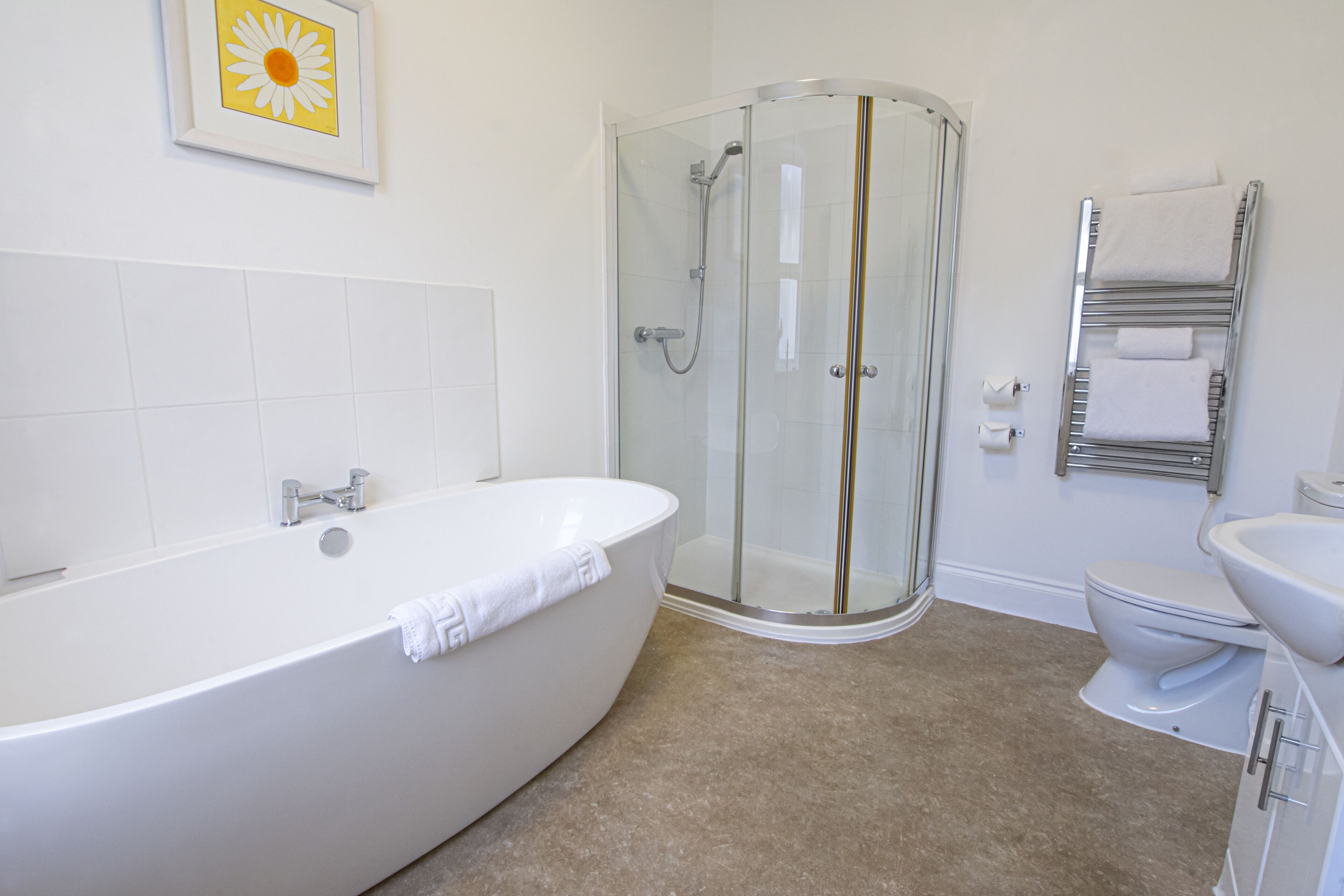 free toiletries, hair dryer, towels, soap