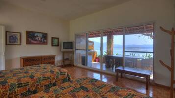 Deluxe Double Room, 2 Double Beds, Kitchenette, Mountain View | Desk, rollaway beds