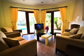 Villa | Living room | LCD TV, fireplace, DVD player - Kışla Bay Villa (Kas)