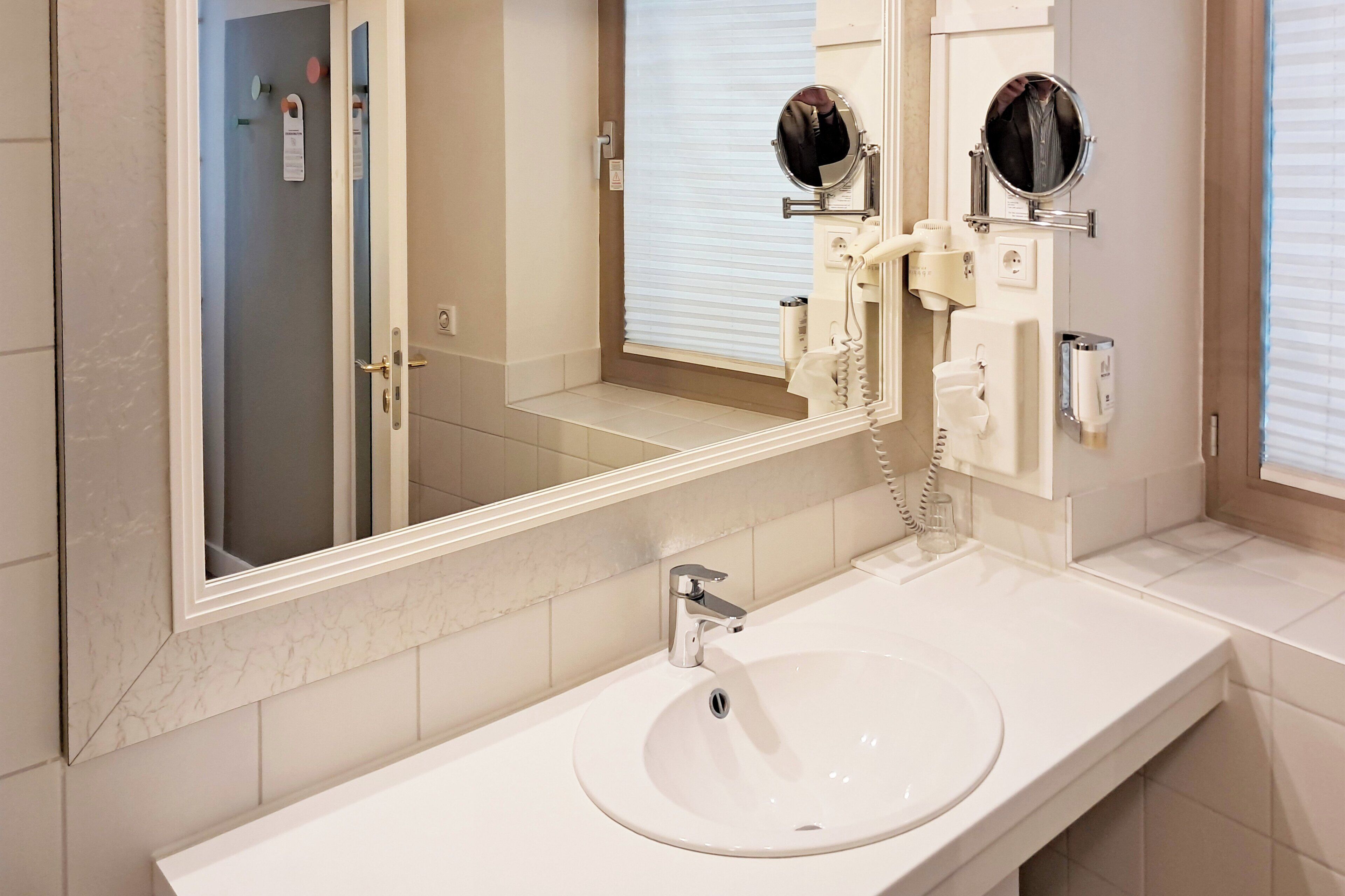 free toiletries, hair dryer, towels