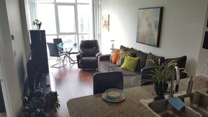 Luxury Condo, 1 Bedroom, Balcony, City View | Living area