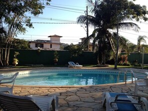 Outdoor pool, pool loungers