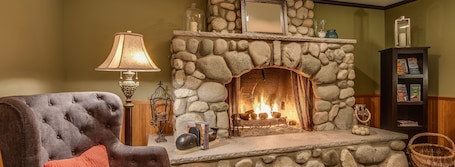 Fireplace. The Wild Iris Inn
